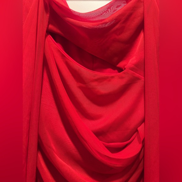 Red Ruched Mini Dress - Picture 5 of 5